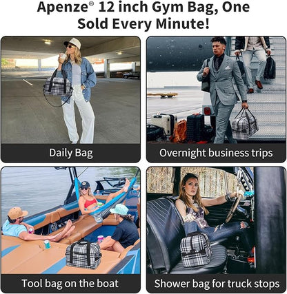 Small Gym Bag Carry On Bag - 12 in Mini Duffle Bag Lightweight for Overnight Travel(Gray white