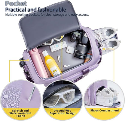 FIORETTO Women's Gym Duffle Bag with Shoes Compartment, 37L Capacity, Ideal for Travel, Gym