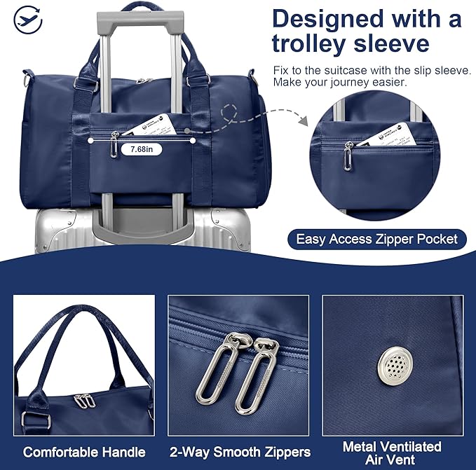 FIORETTO Womens Gym Tote Duffle Bag with Toiletry Bag, Sports Duffel Overnight Hospital Workout