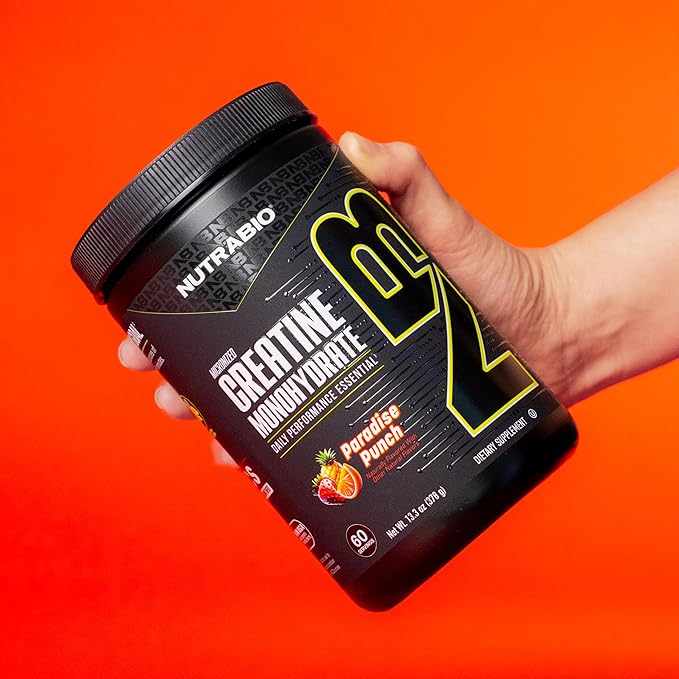 NutraBio Pure Micronized Creatine Monohydrate Powder Supplement,Paradise Punch