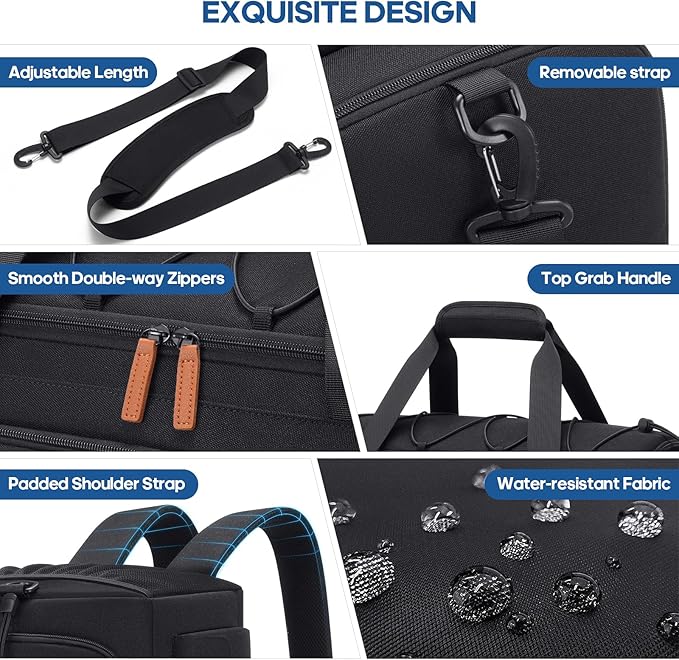 Gym Bag for Men and Women with Shoe & Laptop Compartment, 3-in-1 Sports Travel Duffel Bag