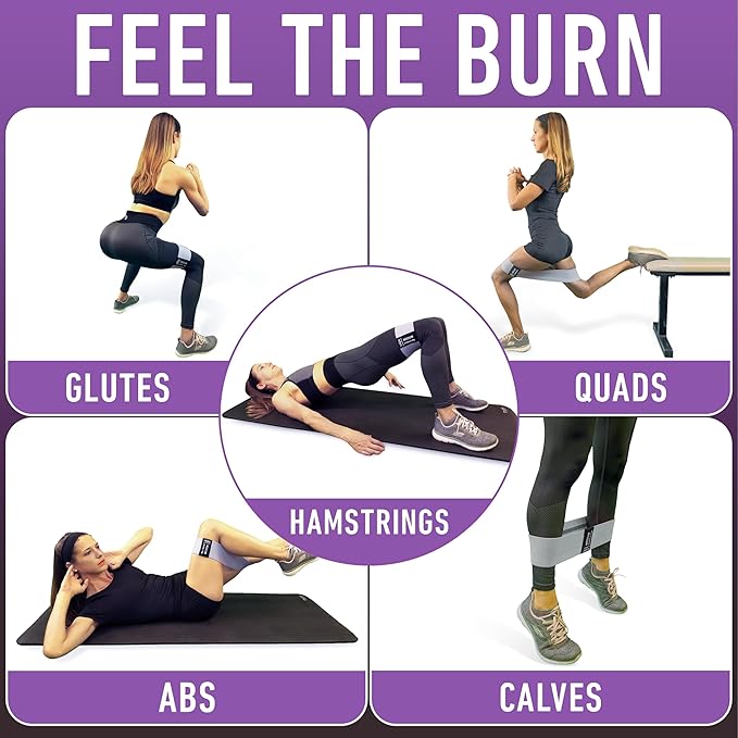 Resistance Bands for Working Out with Workout Bands Guide. 4 Booty Bands for Women Men Fabric