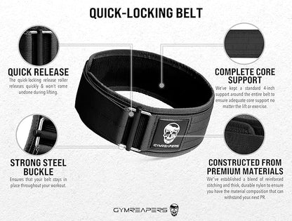 Gymreapers Quick Locking Weight Lifting Belt for Men Gym Belt for Powerlifting Deadlift Belt with 4
