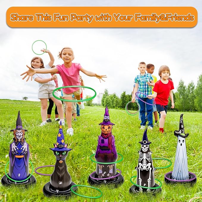 5Pcs Inflatable Halloween Ring Toss Game,Halloween Games for Kids,Adults,Family Party Favor Indoor