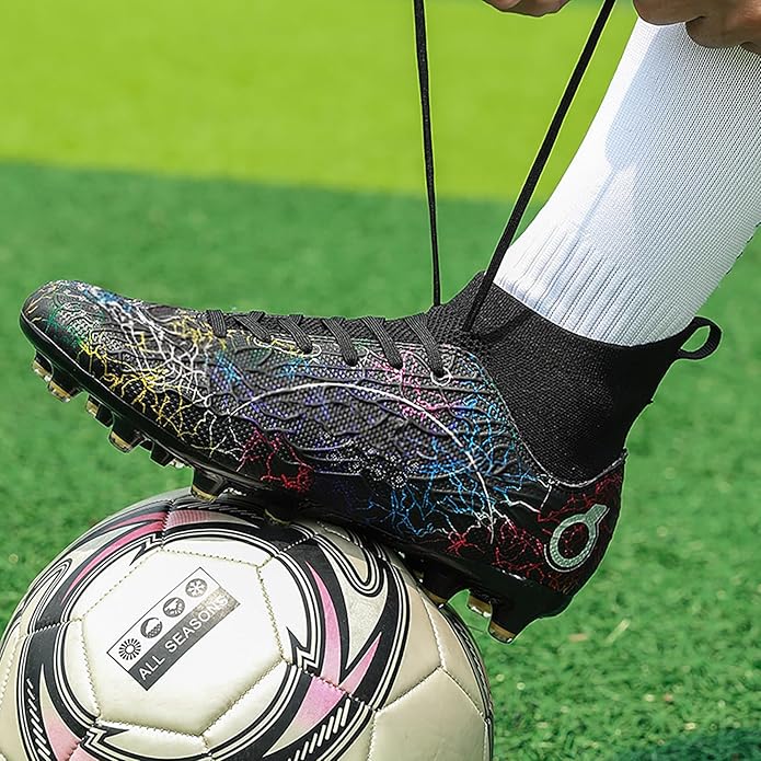 Men's Soccer Shoes High-Top Soccer Cleats Outdoor Breathable Athletic Professional Spikes Youth