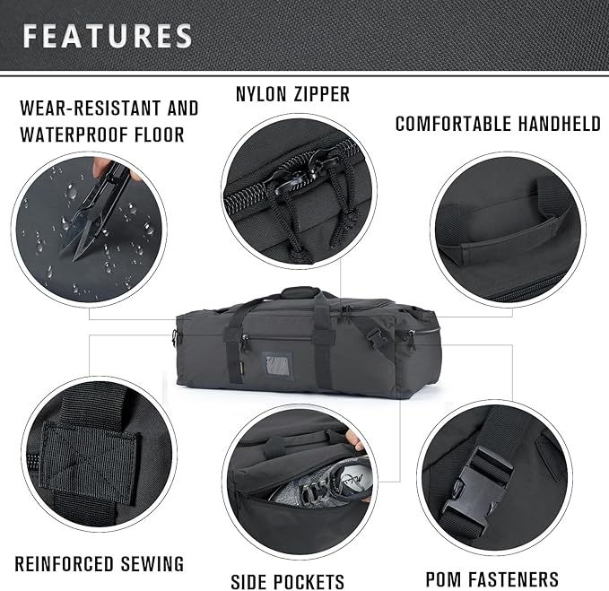 86l Large Duffel Bag For Travel, Gym & Sports - Water Repellent Polyester, Hidden Straps, Shoe