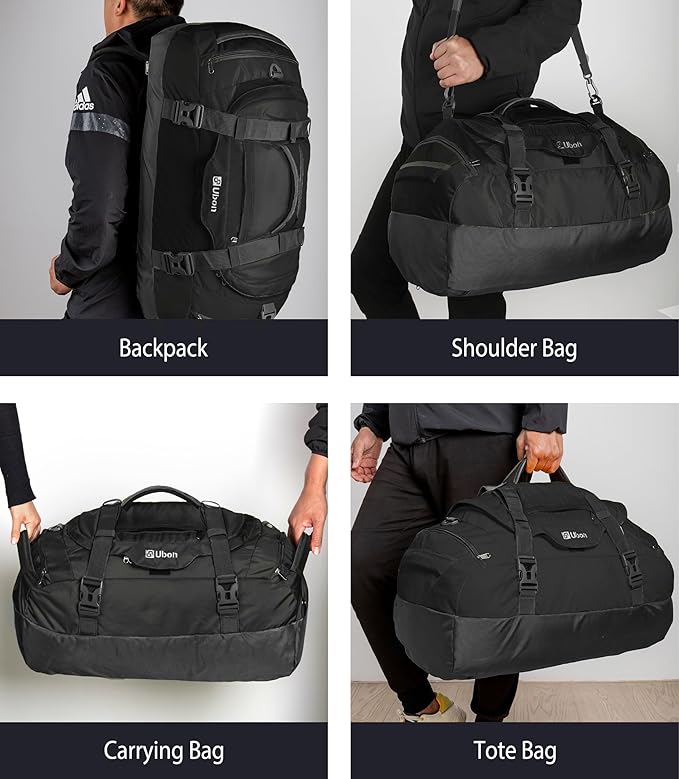 Ubon Large Duffel Bag Weekender Bags with Shoe Compartments 4-Way Sports Gym Backpack with Padded