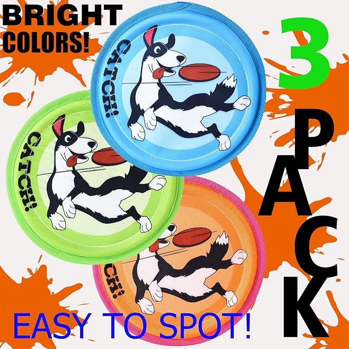 Dog Flying Disc, 3 Pack Dogs Flyer Toys, Lightweight Flying Disc Dog Fetch Toy for Small, Large