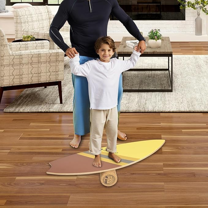 Premium Balance Board Trainer With Rollers - 10 Layer Wooden Exercise Non-slip Surface Fish Tail