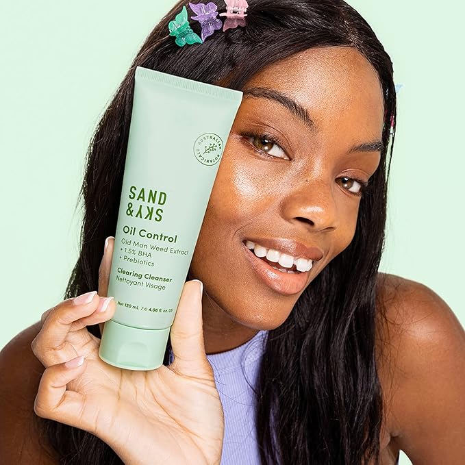 Sand & Sky Oil Control Gentle Face Cleanser with AHA & BHA - pH-Balanced Blemish Cleanser, Reduces
