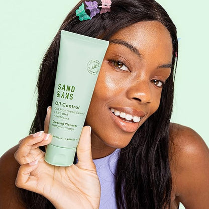 Sand & Sky Oil Control Gentle Face Cleanser with AHA & BHA - pH-Balanced Blemish Cleanser, Reduces