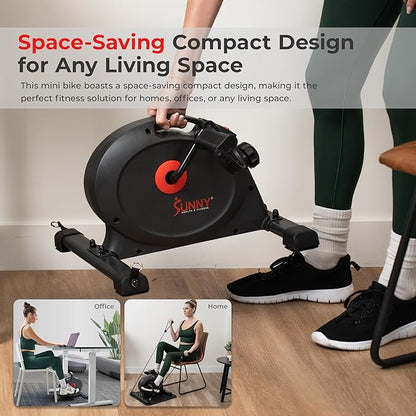 Sunny Health & Fitness Smart Under-Desk Bike Exerciser, Low-Impact Cardio Cycling Equipment for