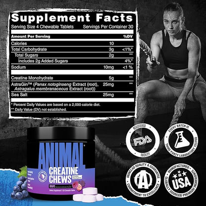 Animal Creatine Chews Tablets - Enhanced Creatine Monohydrate with AstraGin to Improve Absorption