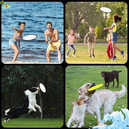 Foldable Flying Disc Fans Set with Bags, 9.8 Inch Black Egde Fabric Beach Flying Disc for Wedding