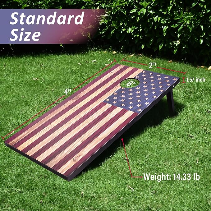 Cornhole Set, Regulation/Tailgate Size Cornhole Boards with 8 Bean Bags and Carrying Case, 4x2/3x2