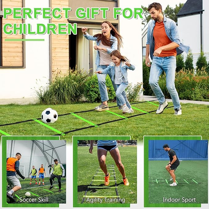 Fixed Rung Agility Ladder - 20ft 12 Rungs No Tangle Speed and Agility Training Equipment for Soccer