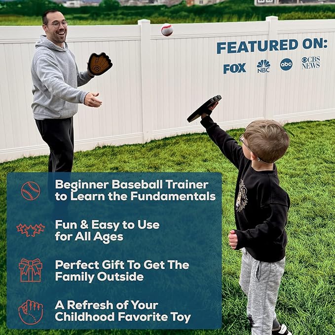 Toss and Catch Ball Game Set - Easy to Use Sticky Balls & Beginner Baseball Training Glove