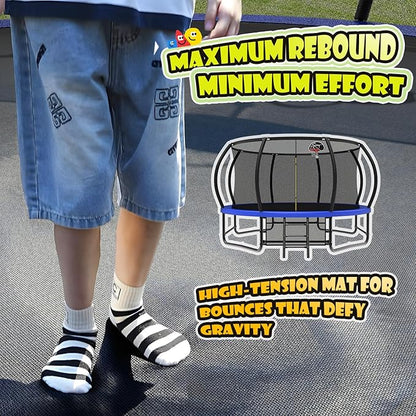 12 14 15 16FT Trampoline Outdoor with Basketball Hoop, Trampoline with Lights for Kids and Adults
