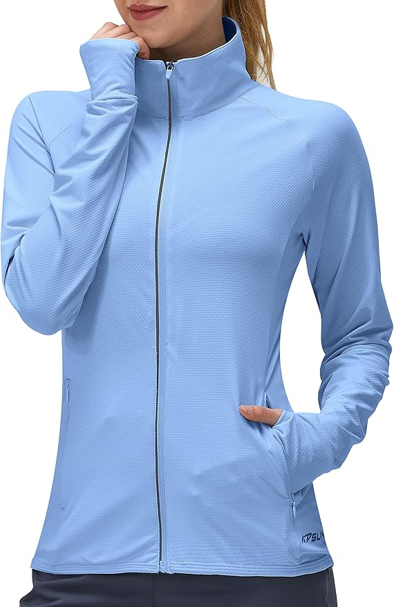 Women's UPF 50+ UV Sun Protection Clothing Long Sleeve Athletic Hiking Shirts Lightweight SPF Zip