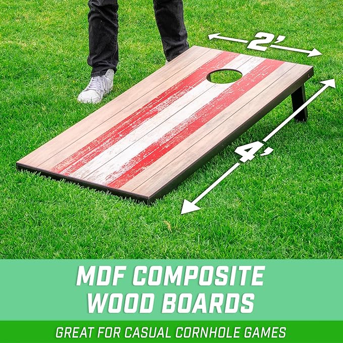 GoSports Portable Cornhole Sets, 8 Styles – Choose 4 x 2 ft or 3 x 2 ft - Boards Include 8 Bean