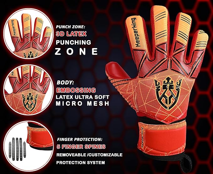 Soccer Goalie Goalkeeper Gloves for Kids Boys Youth & Adult,Latex Strong Grip Palms with Removable