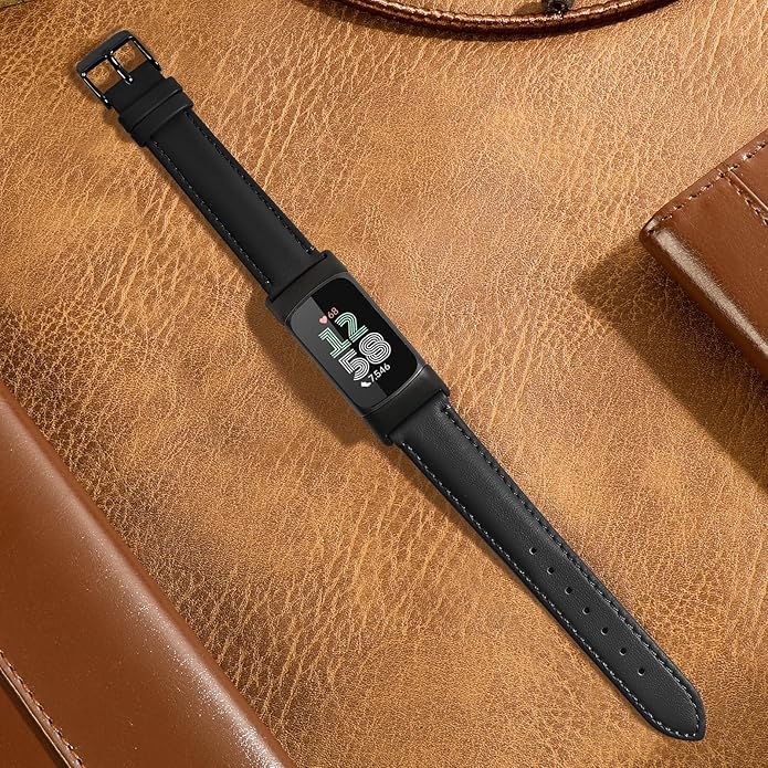 Leather Watch Bands Compatible with Fitbit Charge 6/Charge 5,Genuine Leather Replacement Straps for