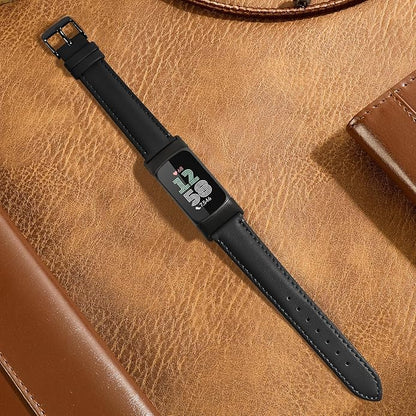 Leather Watch Bands Compatible with Fitbit Charge 6/Charge 5,Genuine Leather Replacement Straps for