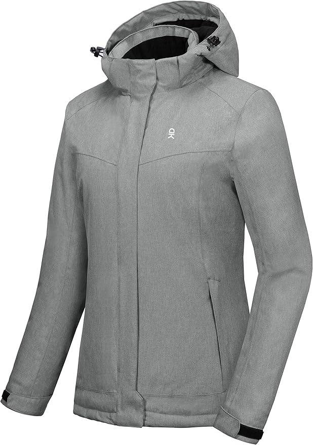 Little Donkey Andy Women's Waterproof Hiking Skiing Jacket with Removable Hood, Fleece Lined Winter