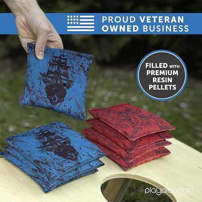 Professional Cornhole Bags - Set of 8 Regulation All Weather Double Sided - Sticky Side/Slick Side