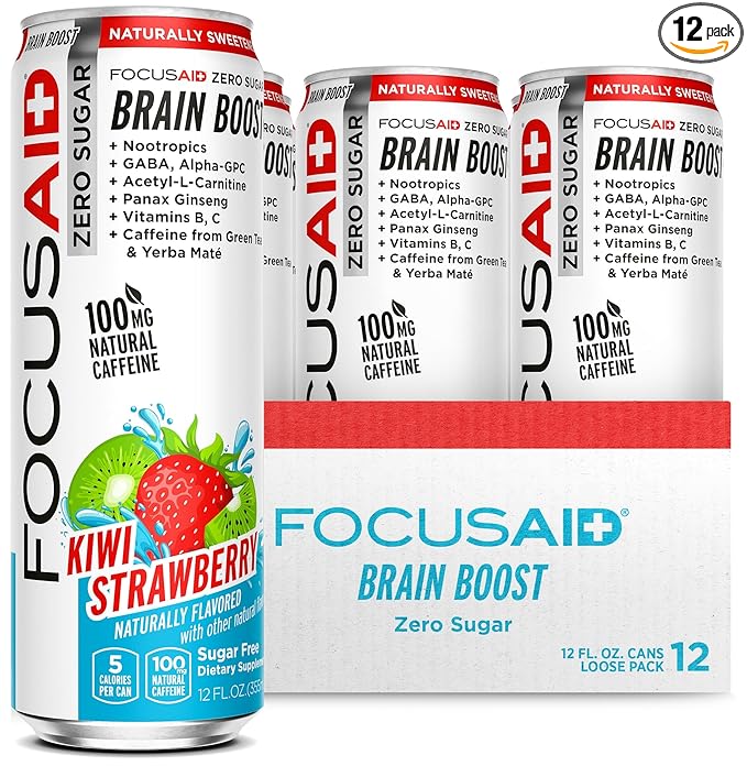 FOCUSAID ZERO SUGAR Nootropics Blend, Alpha-GPC, GABA, 100mg Natural Caffeine from Green Tea, Yerba