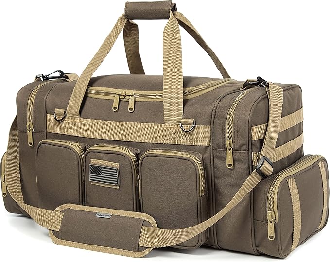 Tactical Range Duffel Heavy Duty Military Molle Gear Travel Sports Gym Bag Lockable Zippers with US