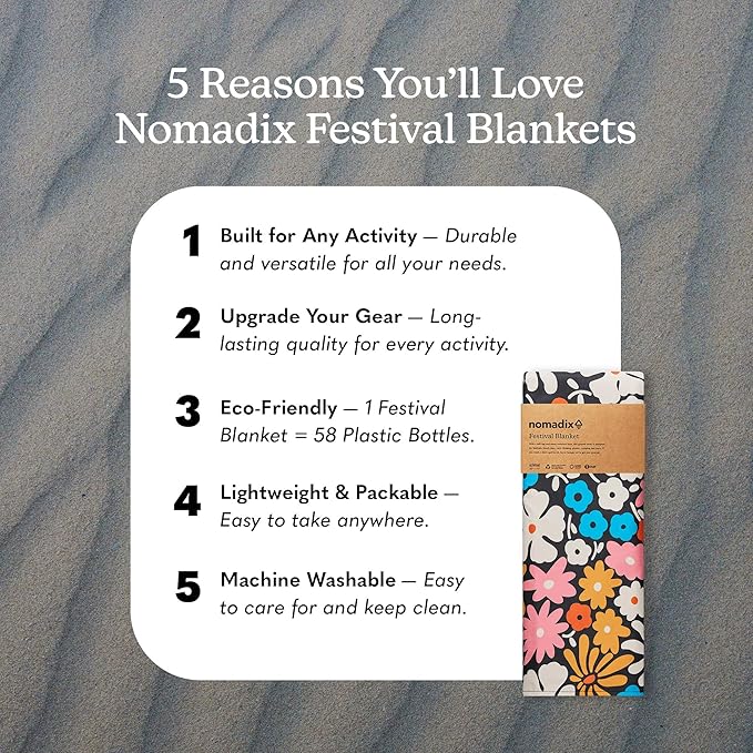 Nomadix Festival Blanket - Perfect for Picnics, Camping, & Lawn Seating - Plush Top & Water