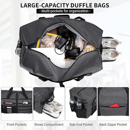 WITZMAN Foldable Duffle Bag for Travel 65L Lightweight Packable Duffel Bag with Shoes Compartment