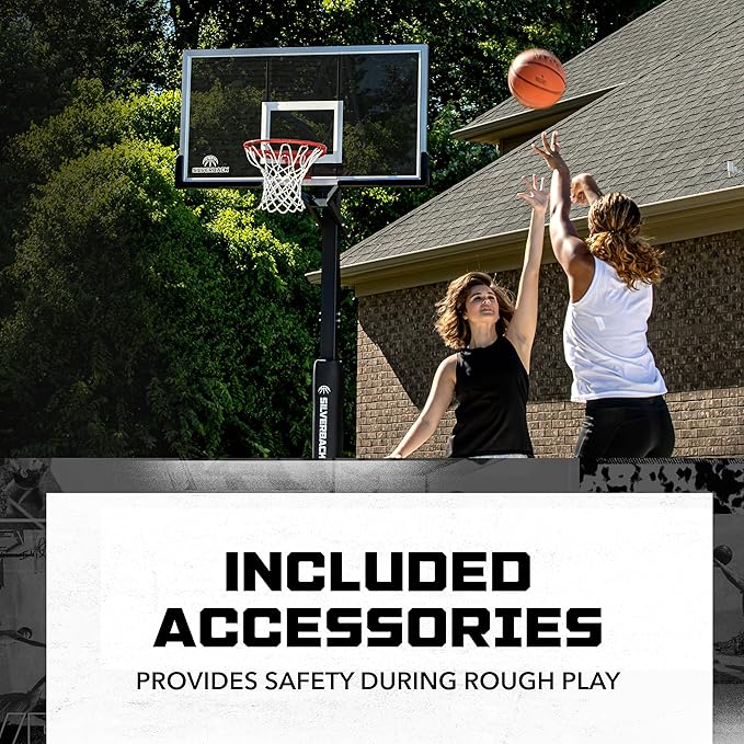 Silverback In-Ground Basketball Hoops, Adjustable Height Tempered Glass Backboard and Pro-Style