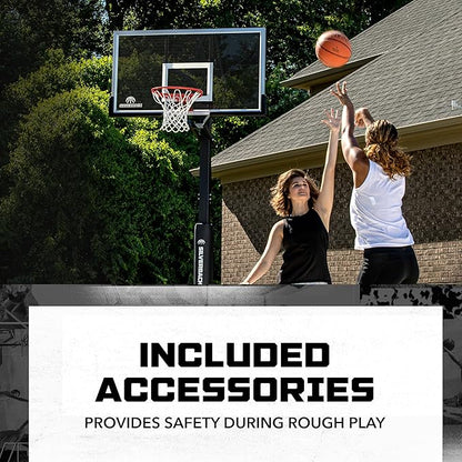 Silverback In-Ground Basketball Hoops, Adjustable Height Tempered Glass Backboard and Pro-Style