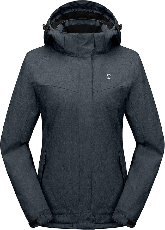 Little Donkey Andy Women's Waterproof Hiking Skiing Jacket with Removable Hood, Fleece Lined Winter