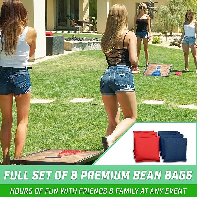 GoSports Portable Cornhole Sets, 8 Styles – Choose 4 x 2 ft or 3 x 2 ft - Boards Include 8 Bean