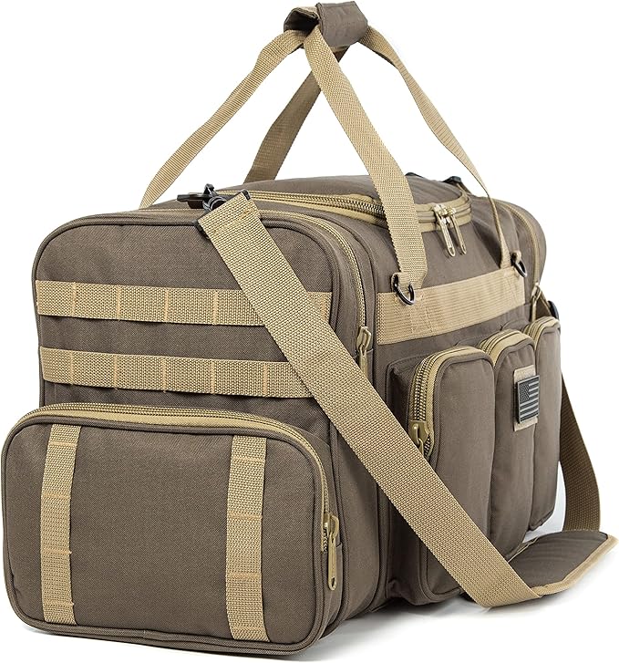 Tactical Range Duffel Heavy Duty Military Molle Gear Travel Sports Gym Bag Lockable Zippers with US