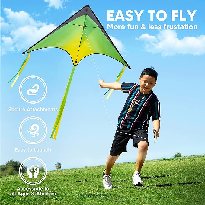 JOYIN Large Delta Kite Red, Green and Purple, Easy to Fly Huge for Kids and Adults with 262.5ft