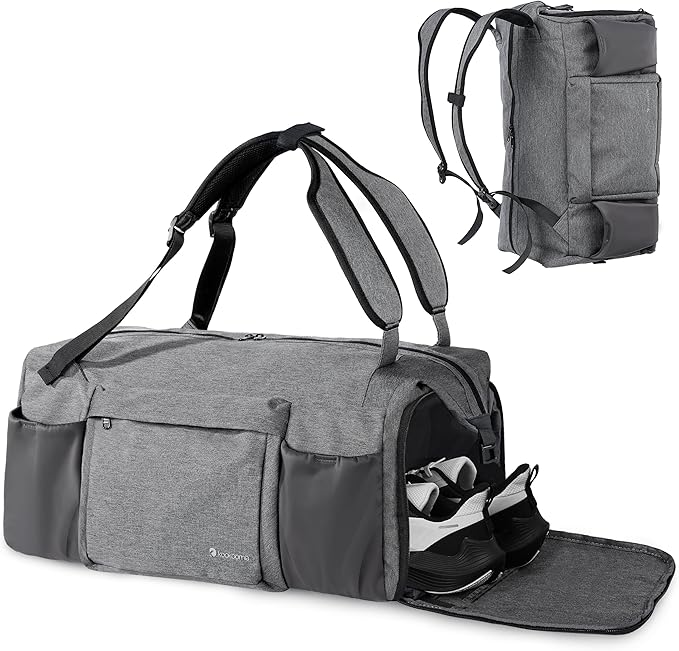 Gym Bag for Men with Shoes Compartment and Wet Pocket Convertible Duffle Bag and Gym Backpack