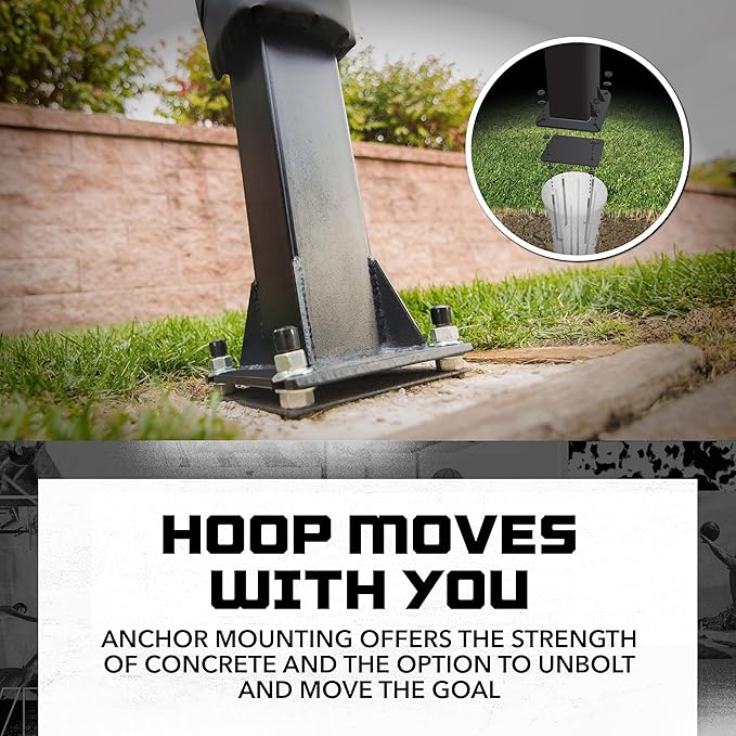 Silverback In-Ground Basketball Hoops, Adjustable Height Tempered Glass Backboard and Pro-Style