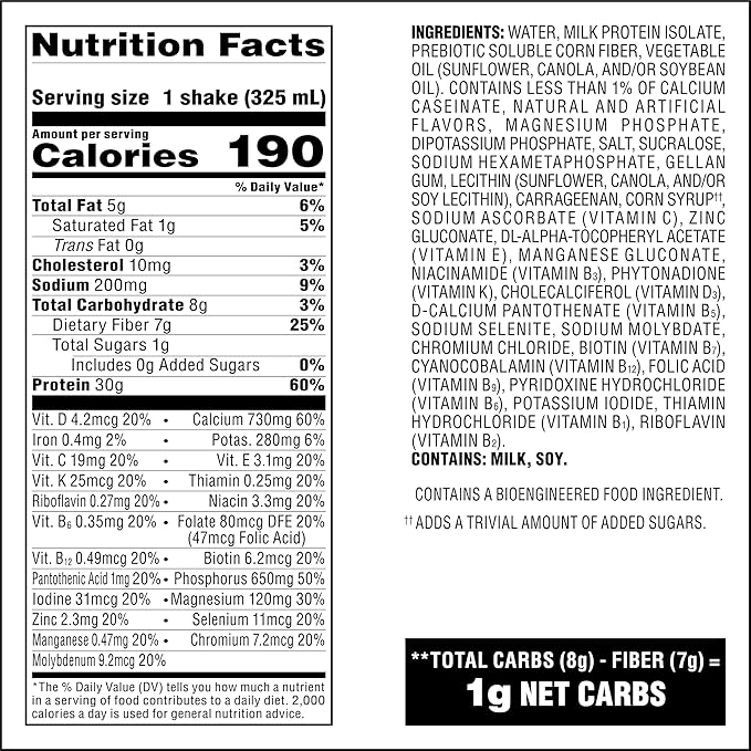 Atkins Strong High Protein Shake, Vanilla Flavored, 30g Protein, Low Carb and Low Sugar Shake, Keto