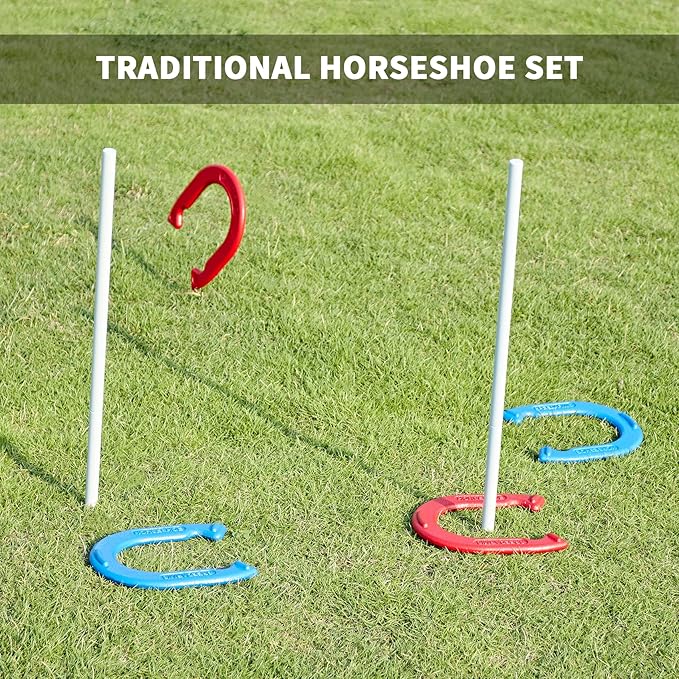 Horseshoes Outside Game Set - Universal Size Lawn Horseshoes Outdoor Games for Parties Beach