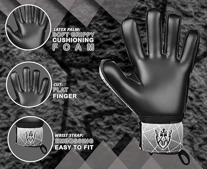 Soccer Goalie Goalkeeper Gloves for Kids Boys Youth & Adult,Latex Strong Grip Palms with Removable