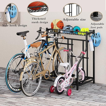 Bike Rack Storage Stand Organizer Floor Holds 3 Bicycle Parking Freestanding Adjustable Garage