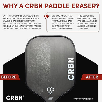 CRBN Pickleball Paddle Eraser, Best Carbon Fiber Pickle Ball Racket Cleaner, Fast & Easy Rubber Bar