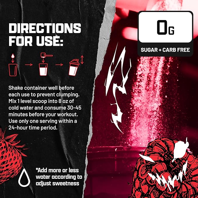 Outrage Ultra HIGH STIM Pre-Workout Powder for Men Fruit Punch | 400mg Caffeine, L-Citrulline