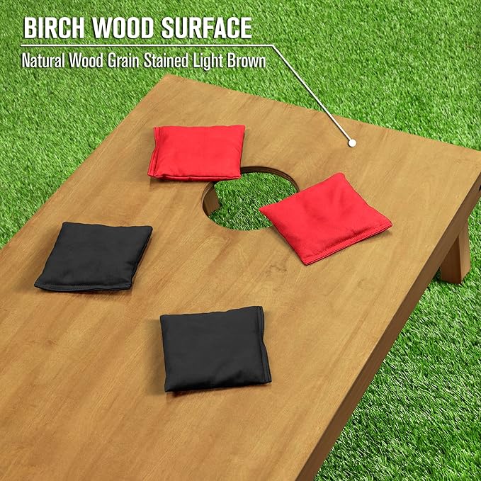 GoSports 4 ft x 2 ft Regulation Size Wooden Cornhole Boards Set - Includes Carrying Case - Full