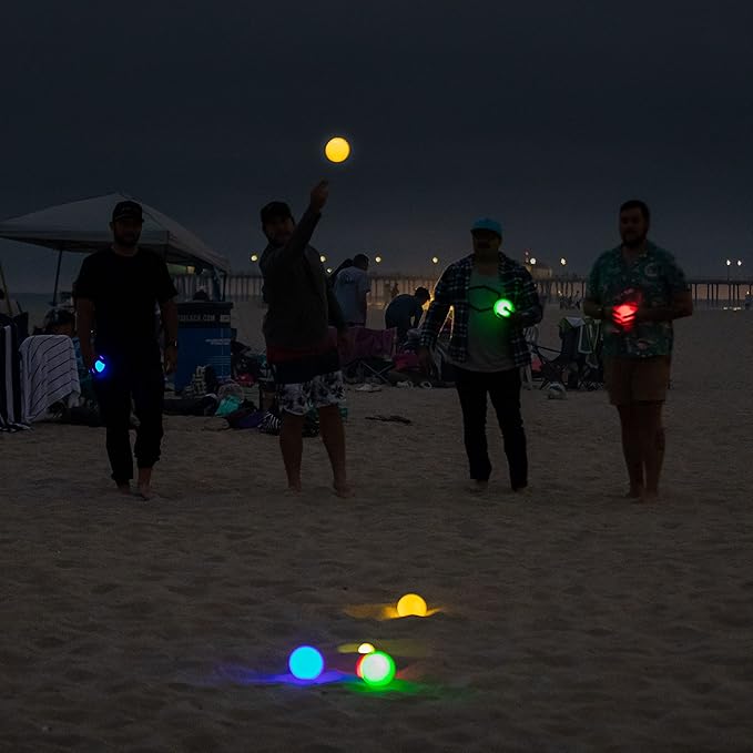 GoSports LED Bocce Ball Game Set - Includes 8 Light Up Bocce Balls, Pallino, Case and Measuring