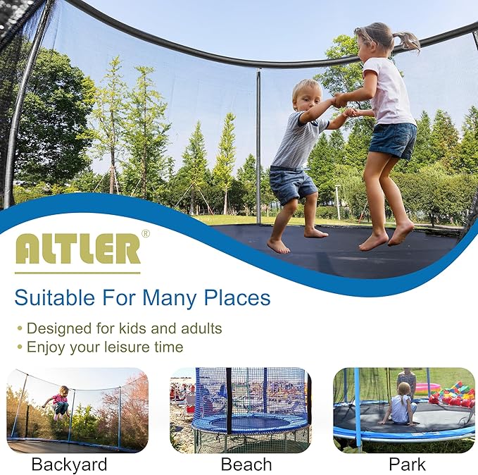 Trampoline 12FT 14FT Enclosure Net Outdoor Jump for Kids and Adults Round ASTM Approved Heavy-Duty